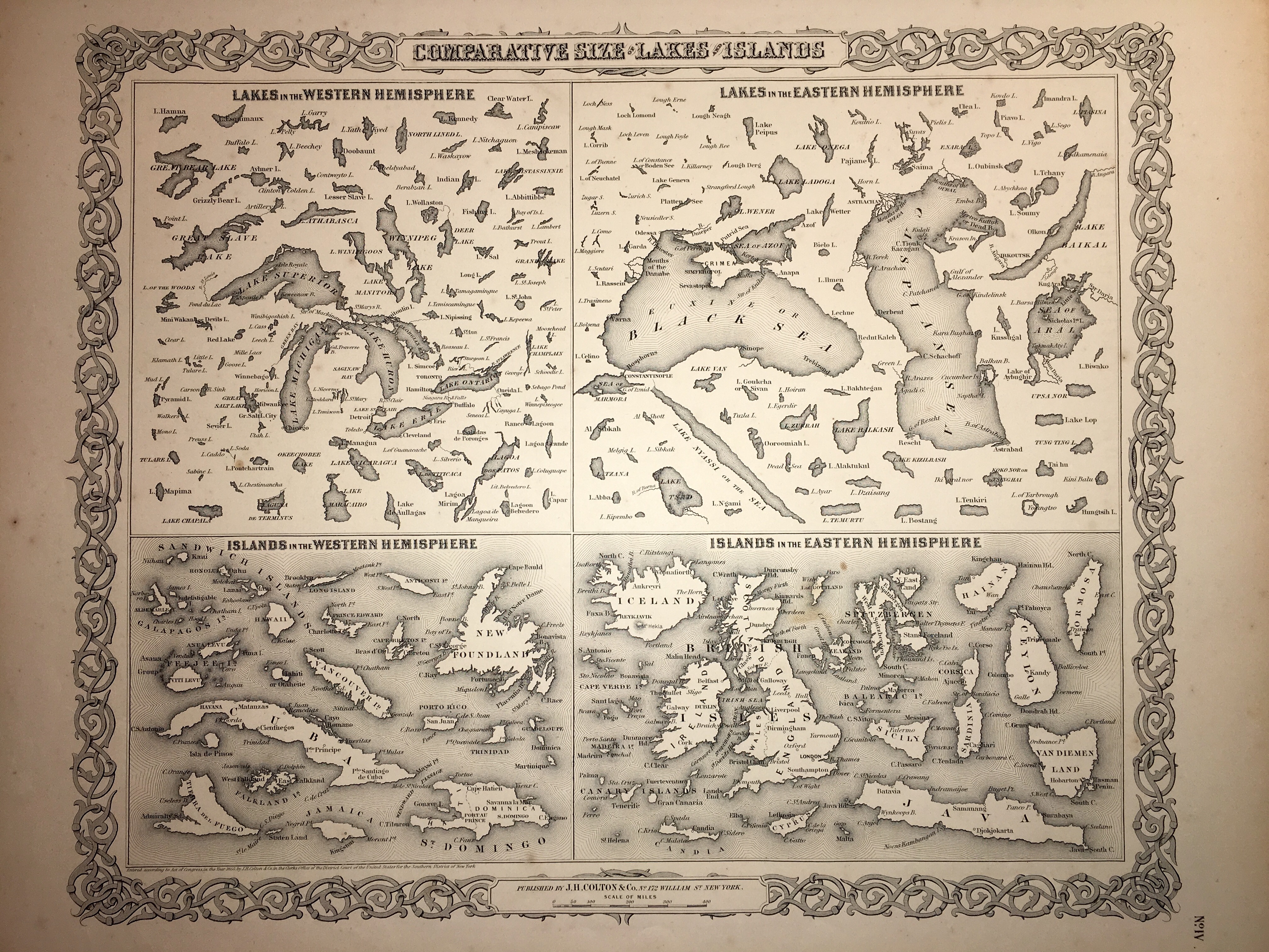 Comparative size of Lakes and Islands - 1855